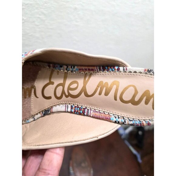 Sam Edelman Women's Clog Multicolor Textile Slip-On Loafers Gold Buckle Detail S - Picture 9 of 10